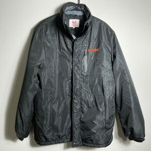 Whataburger Jacket Mens Large Black Fleece Lined Ripstop Velcro Button Closure